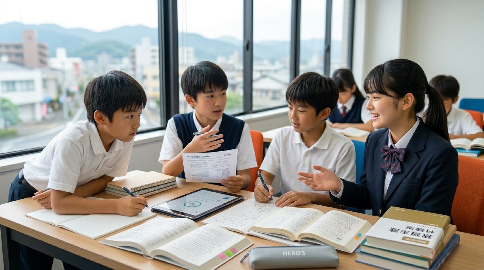 中学生がグループで学習
